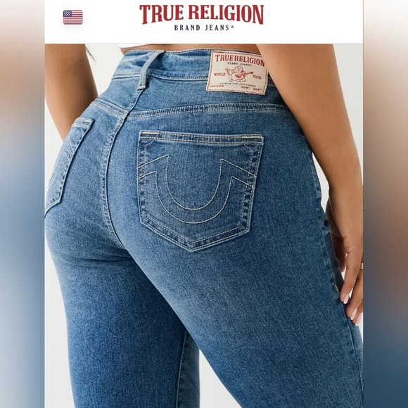 True Religion "Stella" Mid Rise skinny Medium wash stretch jeans size 33 - Picture 5 of 11